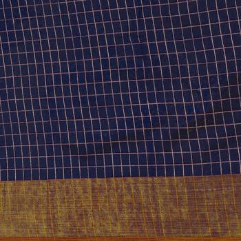 Navy Blue & Brown Woven And Tassels Silk Blend Saree With Blouse 4
