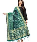 Turquoise Poly Silk Banarasi Womens Dupatta