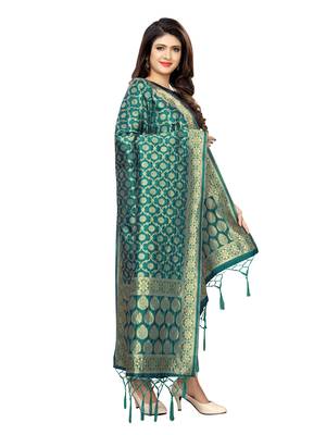 Turquoise Poly Silk Banarasi Womens Dupatta 3