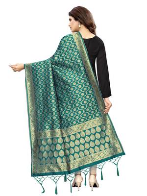 Turquoise Poly Silk Banarasi Womens Dupatta 4