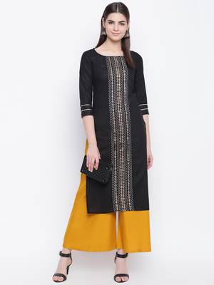 Black printed cotton kurti 1