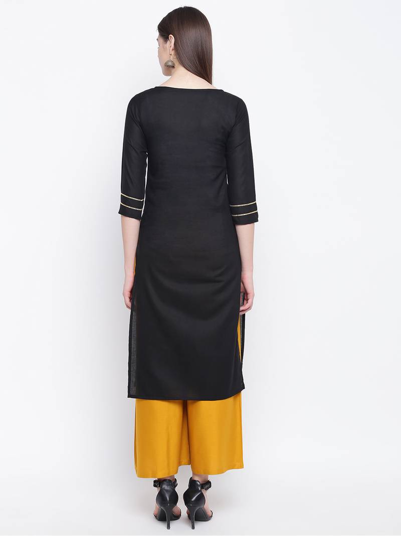 Black printed cotton kurti