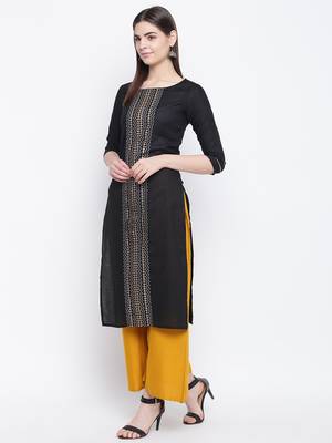 Black printed cotton kurti 3