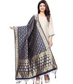 Blue Poly Silk Banarasi Womens Dupatta