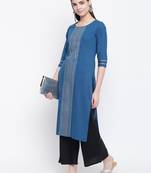 Blue printed cotton kurti