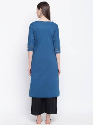 Blue printed cotton kurti 2