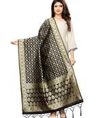 Black Poly Silk Banarasi Womens Dupatta