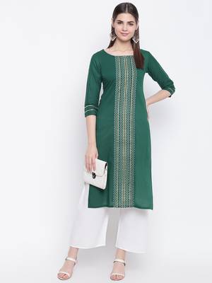 Green printed cotton kurti 1
