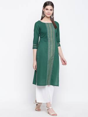 Green printed cotton kurti 4