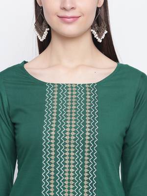 Green printed cotton kurti 5