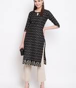 Black printed cotton kurti