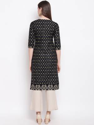 Black printed cotton kurti 2