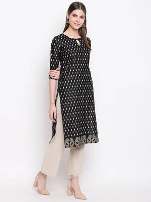 Black printed cotton kurti 4