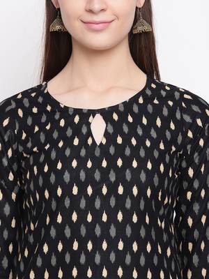 Black printed cotton kurti 5