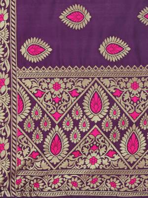 Purple Poly Silk Banarasi Womens Dupatta 4