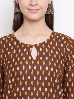 Brown printed cotton kurti 5