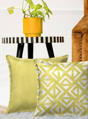 HOUZZCODE Multicoloured Set of 2 Solid Square Cushion Covers 1