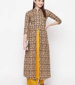 Beige printed cotton kurti