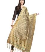 Beige Poly Silk Banarasi Womens Dupatta