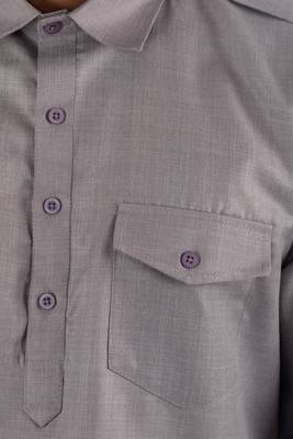 Grey plain cotton poly pathani-suits 4