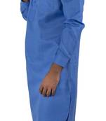 Blue plain cotton poly pathani-suits