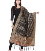 Black Poly Silk Banarasi Womens Dupatta