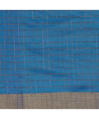 Blue & Brown Woven And Tassels Silk Blend Saree With Blouse 4