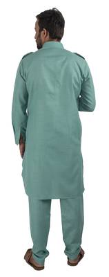 Green plain cotton poly pathani-suits 4