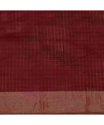 Maroon & Brown Woven And Tassels Silk Blend Saree With Blouse 4