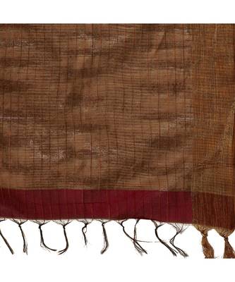 Maroon & Brown Woven And Tassels Silk Blend Saree With Blouse 5