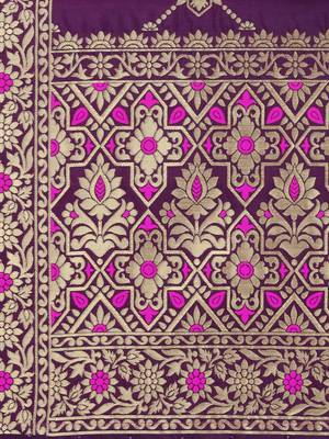 Purple Poly Silk Banarasi Womens Dupatta 4