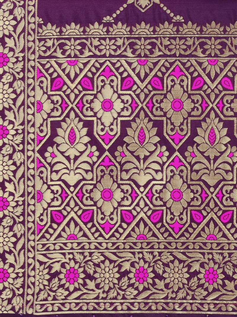 Purple Poly Silk Banarasi Womens Dupatta