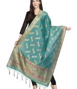 Blue Poly Silk Banarasi Womens Dupatta
