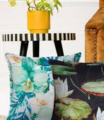 HOUZZCODE Green Set of 2 Floral Square Cushion Covers