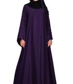 Purple Color Women'S Nida Plain Abaya Burka With Hijab Scarf