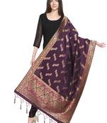 Purple Poly Silk Banarasi Womens Dupatta