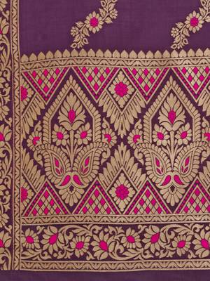 Purple Poly Silk Banarasi Womens Dupatta 4