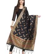 Black Poly Silk Banarasi Womens Dupatta