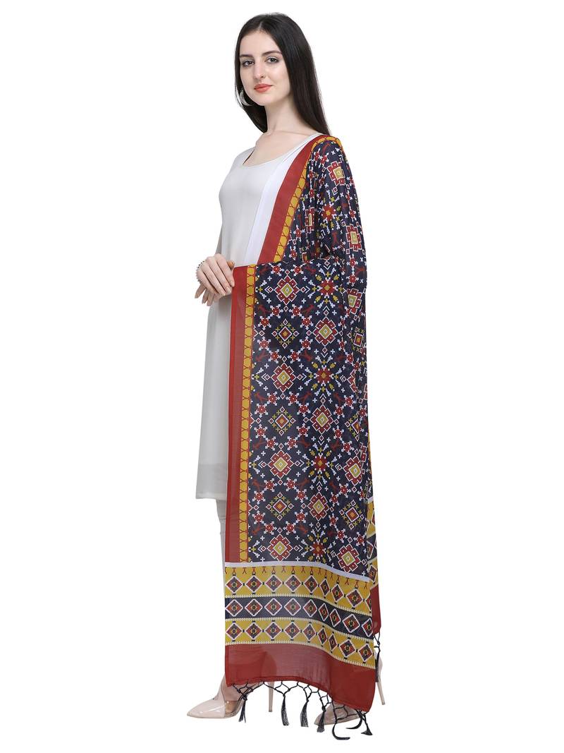 blue Muslin Patola Printed Womens Dupatta