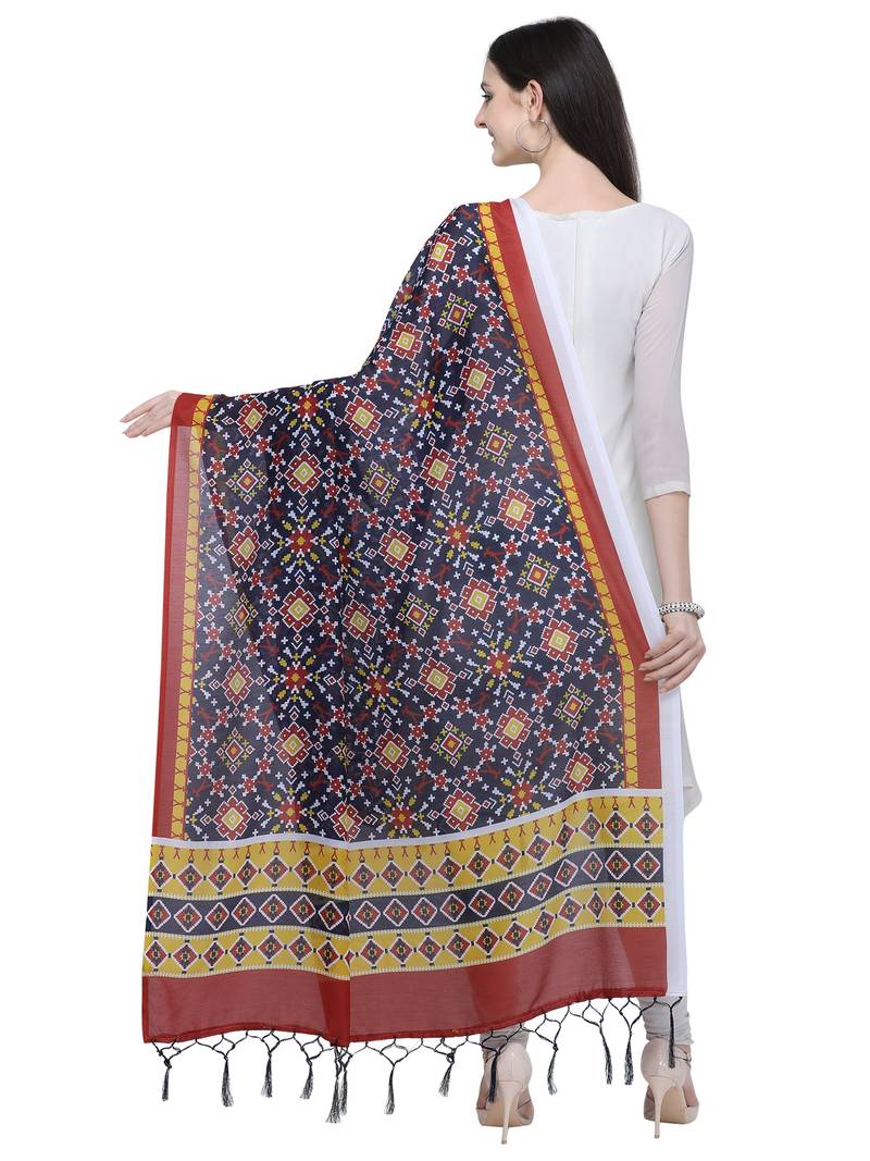 blue Muslin Patola Printed Womens Dupatta