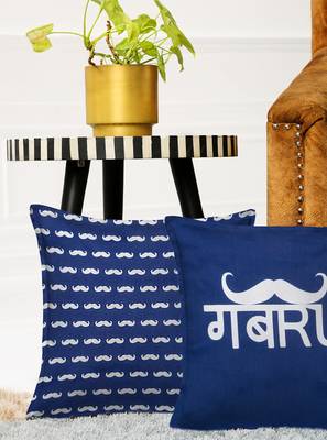  Blue Set of 2 Gabru Square Cushion Covers 1