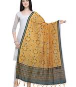 Yellow Muslin Patola Printed Womens Dupatta