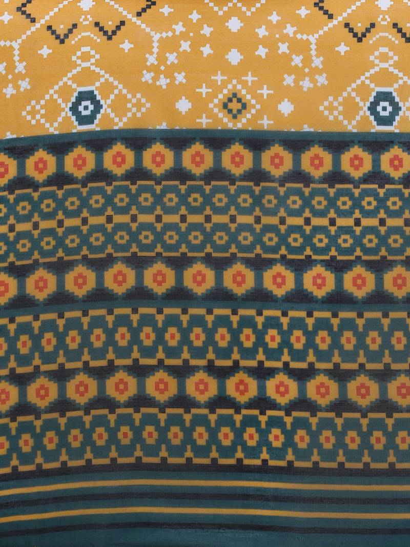 Yellow Muslin Patola Printed Womens Dupatta