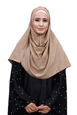 Beige Color Chiffon Embossed Square Scarf Hijab Dupatta For Women 4