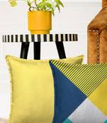 HOUZZCODE Yellow Set of 2 Geometrical Square Cushion Covers