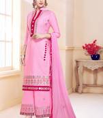 Light-pink embroidered cotton salwar