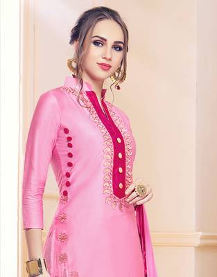 Light-pink embroidered cotton salwar 2