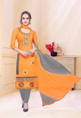Orange embroidered cotton salwar 1