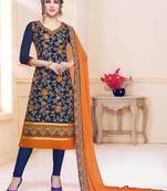 Blue embroidered cotton salwar