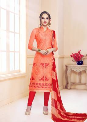 Peach embroidered cotton salwar 1